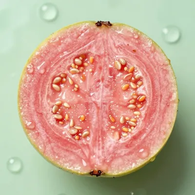 Guava Cross-section with Golden Seeds - Food - AI generated image
